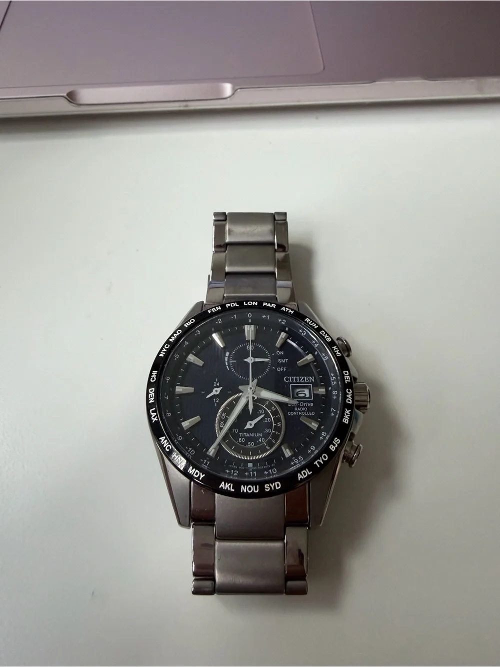 Citizen Eco-Drive Radio Controlled Chronograph Titanium Men's Watch AT8154-82L